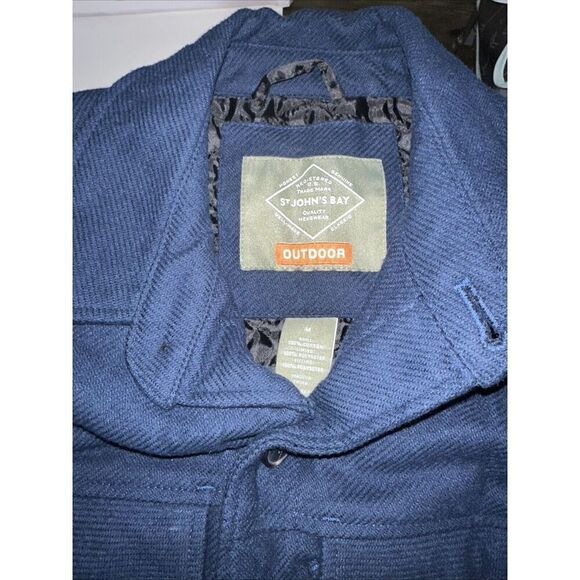 St Johns Bay Jacket Mens Med CPO Jacket Dark Navy Cotton Shell Quilted Lining. 8 - Picture 4 of 8